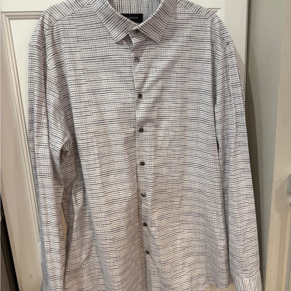 Bugatchi Black and White Checkered Shirt Men’s XXL
